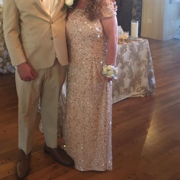 Lillian off the shoulder sequin beaded gown by Adrianna Papell. Worn once. - Picture 4 of 6